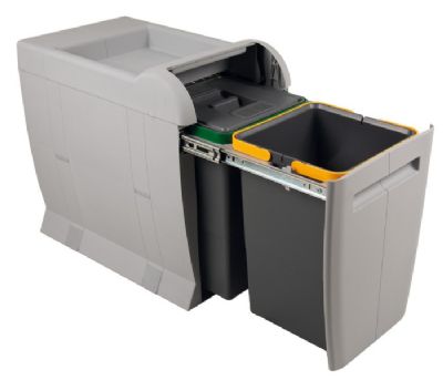 HAFELE HAILO CITY 2 x 12L LIGHT GREY PULL-OUT WASTE BIN, 502.13.402