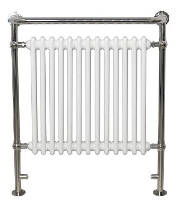 ULTRAHEAT BUCKINGHAM POLISHED STEEL & WHITE BATHROOM H951mm x W802mm TRADITIONAL TOWEL WARMER, 13BEP