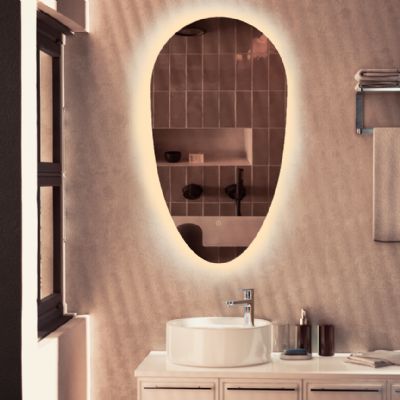 TAILORED JACOB ILLUMINATED TEARDROP LED TOUCH CONTROL MIRROR with DEMISTER PAD, 3073 TAILORED JACOB ILLUMINATED TEARDROP LED TOUCH CONTROL MIRROR with DEMISTER PAD, 3073
