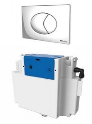 THOMAS DUDLEY VANTAGE CHROME DUAL FLUSH CONCEALED PNEUMATIC CISTERN with POLYSTYRENE INSULATION JACKET & OYSTER PUSH PLATE, 323377
