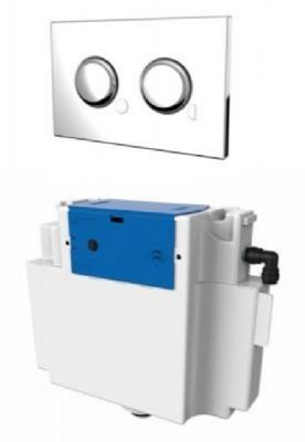 THOMAS DUDLEY VANTAGE CHROME DUAL FLUSH CONCEALED PNEUMATIC CISTERN with PEARL CLASSIC PUSH PLATE, 325041