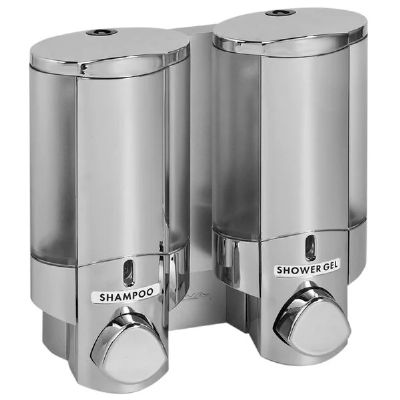 BETTER LIVING PRODUCTS DOUBLE AVIVA CHROME/TRANSLUCENT DOUBLE LOCKABLE DISPENSER, 36244