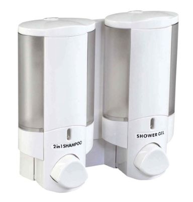 BETTER LIVING PRODUCTS DOUBLE AVIVA WHITE/TRANSLUCENT LOCKABLE DISPENSER, 36250 BETTER LIVING PRODUCTS DOUBLE AVIVA WHITE/TRANSLUCENT LOCKABLE DISPENSER, 36250