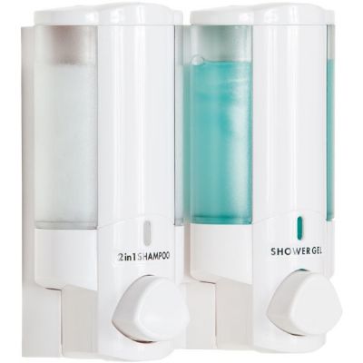 BETTER LIVING PRODUCTS DOUBLE AVIVA WHITE/TRANSLUCENT LOCKABLE DISPENSER, 36250 BETTER LIVING PRODUCTS DOUBLE AVIVA WHITE/TRANSLUCENT LOCKABLE DISPENSER, 36250