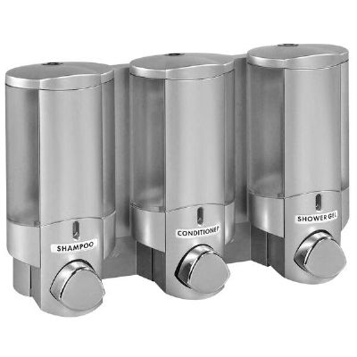 BETTER LIVING PRODUCTS TRIPLE AVIVA SATIN SILVER/TRANSLUCENT LOCKABLE DISPENSER, 36334 (BLP)