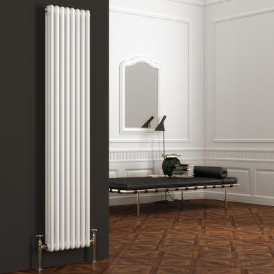 REINA COLONA WHITE 3 COLUMN TRADITIONAL/DESIGNER VERTICAL RADIATOR H1500mm x W290mm, 3/C156 REINA COLONA WHITE 3 COLUMN TRADITIONAL/DESIGNER VERTICAL RADIATOR H1500mm x W290mm, 3/C156