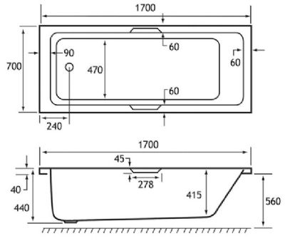 BEAUFORT PORTLAND SINGLE ENDED TWINGRIP WHITE 1700mm x 700mm BEAUFORTE BATH (Reinforced), 42.1025 BEAUFORT PORTLAND SINGLE ENDED TWINGRIP WHITE 1700mm x 700mm BEAUFORTE BATH (Reinforced), 42.1025