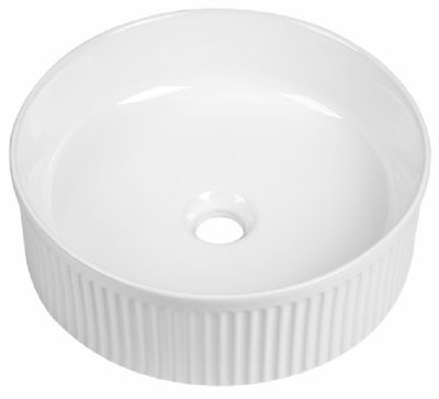 TAILORED FLAUTO FLUTED ROUND COUNTER TOP/SIT-ON CERAMIC BASIN/BOWL, 4349 (TB)