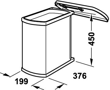 HAFELE HAILO 18L UNO STAINLESS STEEL & WHITE WASTE BIN, 502.62.014 HAFELE HAILO 18L UNO STAINLESS STEEL & WHITE WASTE BIN, 502.62.014