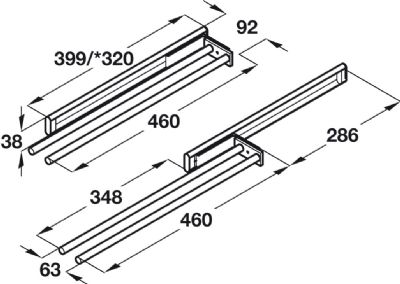 HAFELE 2-ARM SILVER ANODISED ALUMINIUM TOWEL RAIL, 510.50.929 HAFELE 2-ARM SILVER ANODISED ALUMINIUM TOWEL RAIL, 510.50.929
