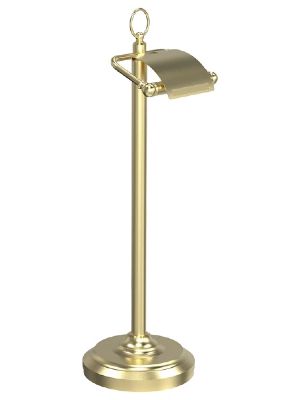 MILLER CLASSIC BRUSHED BRASS BATHROOM FREE STANDING TOILET ROLL/PAPER HOLDER (LIDDED), 5658MP1