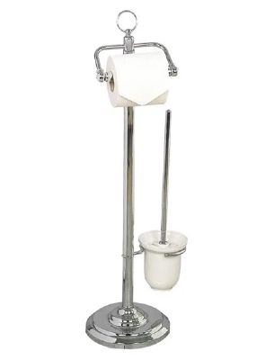  MILLER CLASSIC CHROME/WHITE BATHROOM FREE STANDING PAPER HOLDER/TOILET BRUSH SET (LIDDED/UNLIDDED), 5663CH *SPECIAL OFFER*