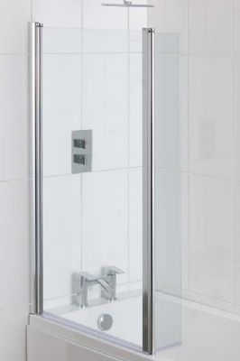EASTBROOK BEAUFORT 'L' CHROME/SILVER/POLISHED SHOWERBATH PIVOTING GLASS SHOWER SCREEN UNIVERSAL L/H or R/H, 58.4000 (EB)