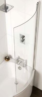 EASTBROOK CHROME/SILVER/POLISHED SHOWERBATH 'C' SHAPED CURVED 6mm GLASS SHOWER SCREEN L/H or R/H, 69.0140 (EB)