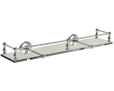 MILLER STOCKHOLM CHROME BATHROOM 50cm CLEAR GLASS GALLERY/GUARD RAIL SHELF, 602C