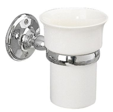 MILLER STOCKHOLM CHROME BATHROOM WHITE CERAMIC TUMBLER HOLDER, 613C (P2G)