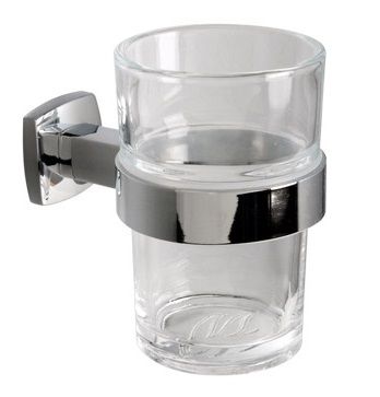 MILLER DENVER CHROME BATHROOM CLEAR GLASS TUMBLER HOLDER, 6403C (P2G)