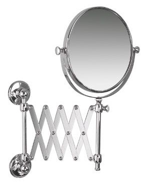 MILLER STOCKHOLM CHROME BATHROOM EXTENDING REVERSIBLE 5x MAGNIFYING ROUND WALL MOUNTED SWIVEL MIRROR, 680C-X5