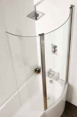 EASTBROOK BEAUFORT CHROME/SILVER/POLISHED SHOWERBATH CURVED GLASS SHOWER SCREEN TYPE 2-1 FOLDING DOOR L/H, 69.3002L (EB)