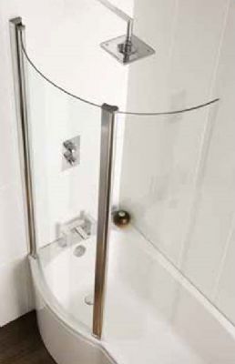 EASTBROOK BEAUFORT CHROME/SILVER/POLISHED SHOWERBATH CURVED GLASS SHOWER SCREEN TYPE 2-1 FOLDING DOOR R/H, 69.3002R (EB)