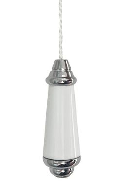 MILLER CLASSIC CHROME & WHITE BATHROOM TRADITIONAL CERAMIC LIGHT PULL, 6990C