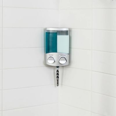 BETTER LIVING PRODUCTS DUO SATIN SILVER & CHROME WALL/CORNER DOUBLE DISPENSER, 76234 BETTER LIVING PRODUCTS DUO SATIN SILVER & CHROME WALL/CORNER DOUBLE DISPENSER, 76234