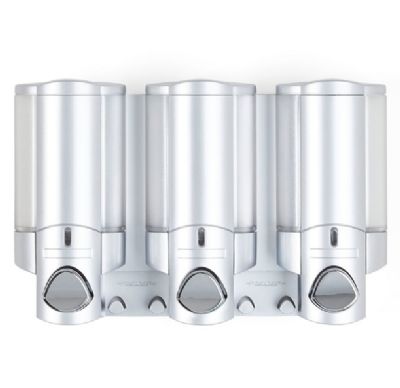 BETTER LIVING PRODUCTS AVIVA 3 SATIN SILVER/TRANSLUCENT TRIPLE DISPENSER, 76335 BETTER LIVING PRODUCTS AVIVA 3 SATIN SILVER/TRANSLUCENT TRIPLE DISPENSER, 76335