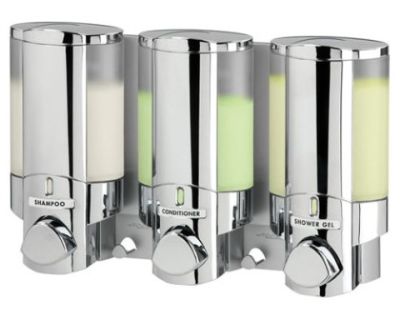 BETTER LIVING PRODUCTS AVIVA 3 CHROME/TRANSLUCENT TRIPLE DISPENSER, 76345