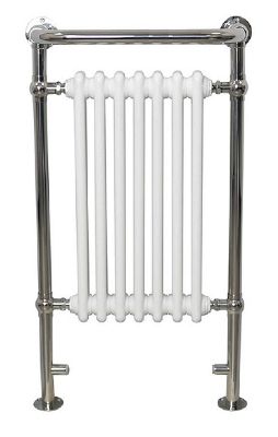ULTRAHEAT BUCKINGHAM POLISHED STEEL & WHITE BATHROOM H951mm x W530mm TRADITIONAL TOWEL WARMER, 7BEP