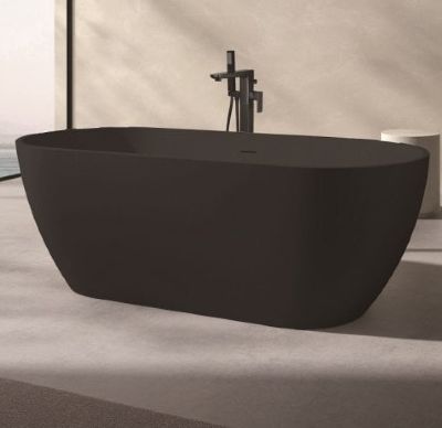 TAILORED NERO MODERN MATT BLACK 1650mm x 700mm FREESTANDING BATH with WASTE, 8002