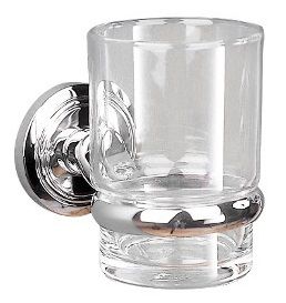 MILLER OSLO CHROME BATHROOM CLEAR GLASS TUMBLER HOLDER, 8003C (P2G)