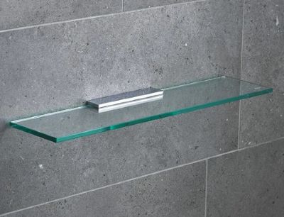 MILLER CLASSIC CHROME BATHROOM 50cm STRAIGHT CLEAR GLASS SHELF, 810250/8102C