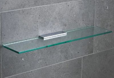 MILLER CLASSIC CHROME BATHROOM 60cm STRAIGHT CLEAR GLASS SHELF, 810260/8102C