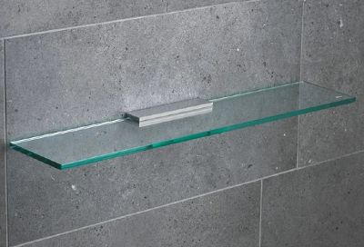 MILLER CLASSIC STAINLESS STEEL BATHROOM 60cm STRAIGHT CLEAR GLASS SHELF, 810260/8102BN