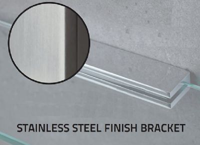 MILLER CLASSIC STAINLESS STEEL BATHROOM 50cm STRAIGHT CLEAR GLASS SHELF, 810250/8102BN MILLER CLASSIC STAINLESS STEEL BATHROOM 50cm STRAIGHT CLEAR GLASS SHELF, 810250/8102BN