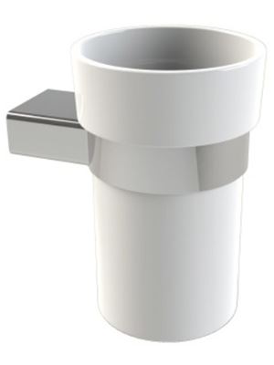 MILLER BOSTON CHROME BATHROOM WHITE CERAMIC TUMBLER HOLDER, 8103C (P2G)