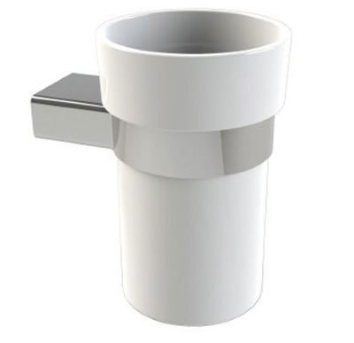 MILLER ORLANDO CHROME BATHROOM WHITE CERAMIC TUMBLER HOLDER, 8103C (P2G)