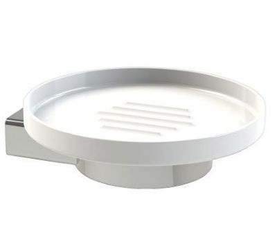 MILLER ORLANDO CHROME BATHROOM WHITE CERAMIC SOAP DISH, 8104C (P2G)
