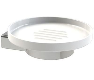 MILLER BOSTON CHROME BATHROOM WHITE CERAMIC SOAP DISH, 8104C (P2G)