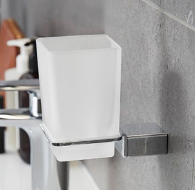 MILLER MIAMI CHROME BATHROOM FROSTED GLASS TUMBLER HOLDER, 8403C (P2G)