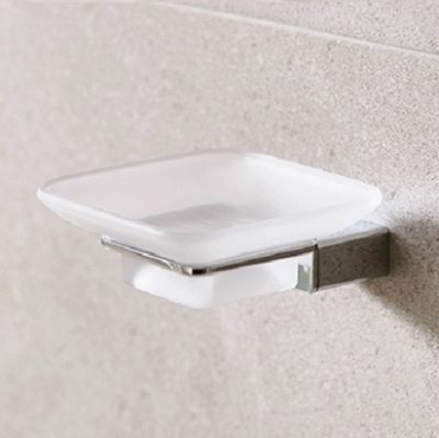 MILLER MIAMI BRUSHED NICKEL BATHROOM FROSTED GLASS SOAP DISH, 8404BN