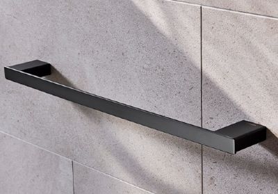 MILLER MIAMI MATT BLACK BATHROOM 50cm SINGLE TOWEL RAIL, 8406B