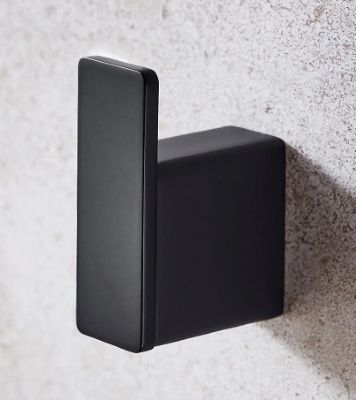 MILLER MIAMI MATT BLACK BATHROOM SINGLE ROBE HOOK, 8411B (P2G)