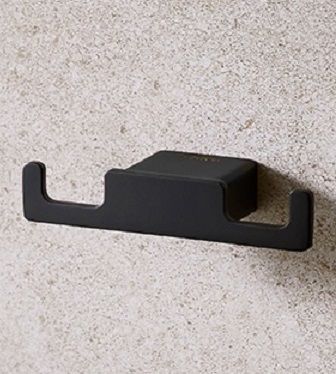 MILLER MIAMI MATT BLACK BATHROOM DOUBLE ROBE HOOK, 8412B (P2G)
