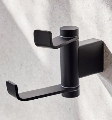 MILLER MIAMI MATT BLACK BATHROOM SWIVEL DOUBLE ROBE HOOK, 8440B (P2G)