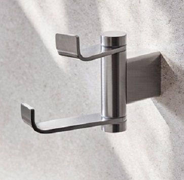 MILLER MIAMI BRUSHED NICKEL BATHROOM SWIVEL DOUBLE ROBE HOOK, 8440BN