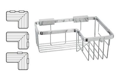 MILLER CLASSIC CHROME BATHROOM CORNER BASKET with HOOK, 854C