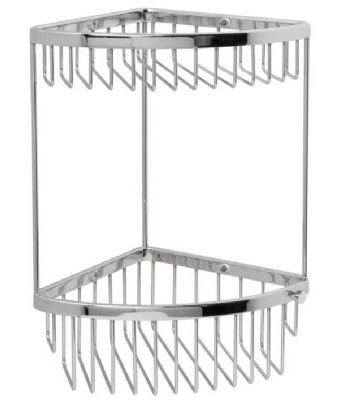 MILLER CLASSIC CHROME BATHROOM 2 TIER CORNER BASKET with HOOK, 855C