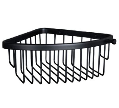 MILLER CLASSIC MATT BLACK BATHROOM CORNER BASKET with HOOK, 856B