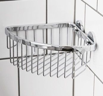MILLER CLASSIC CHROME BATHROOM GLUEABLE CORNER BASKET with HOOK, 856C/CG1 (P2G)